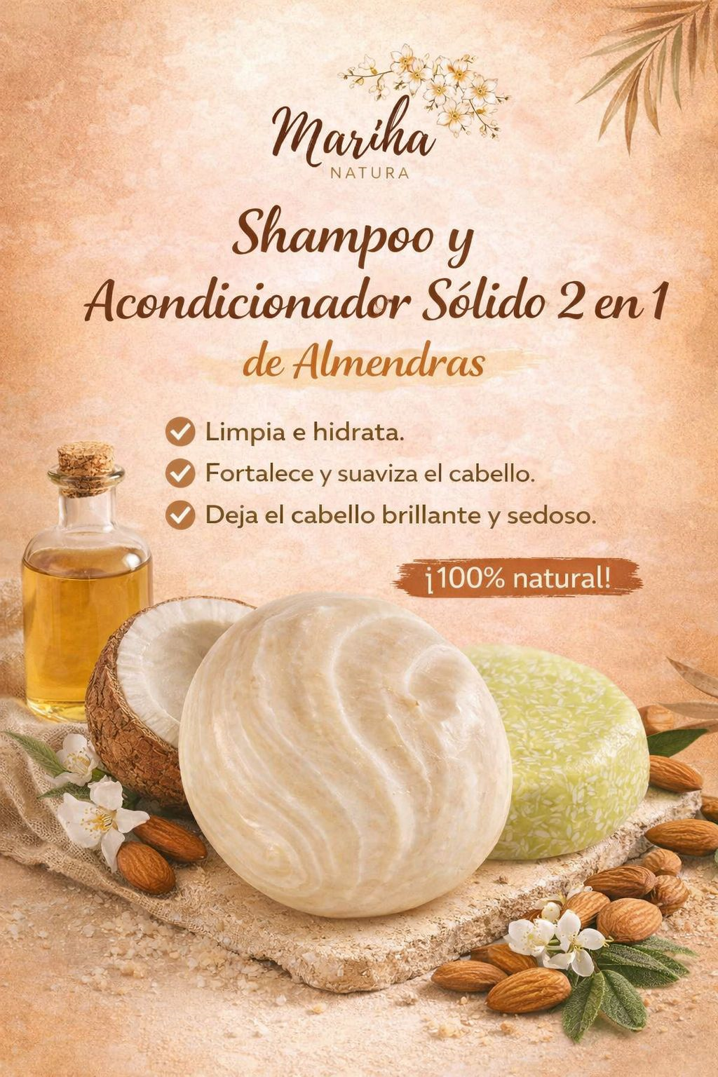 Shampoo y acondicionador solido de almendras